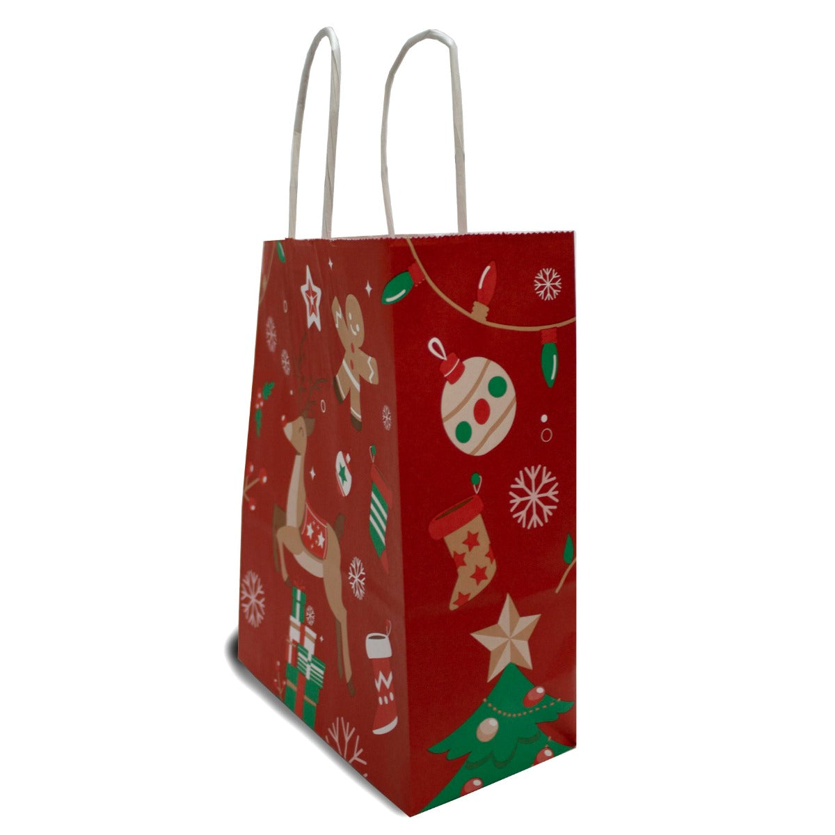 Papieren tassen kerst 18+8x22cm Kraft 90 grams - 50 st