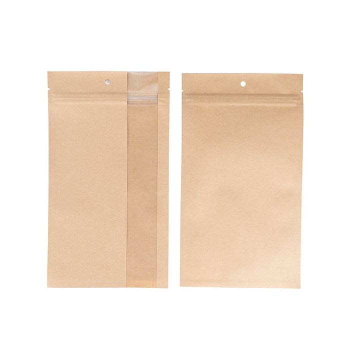 Grip Seal Bags Kraft With Vertical Window 127 x208 mm