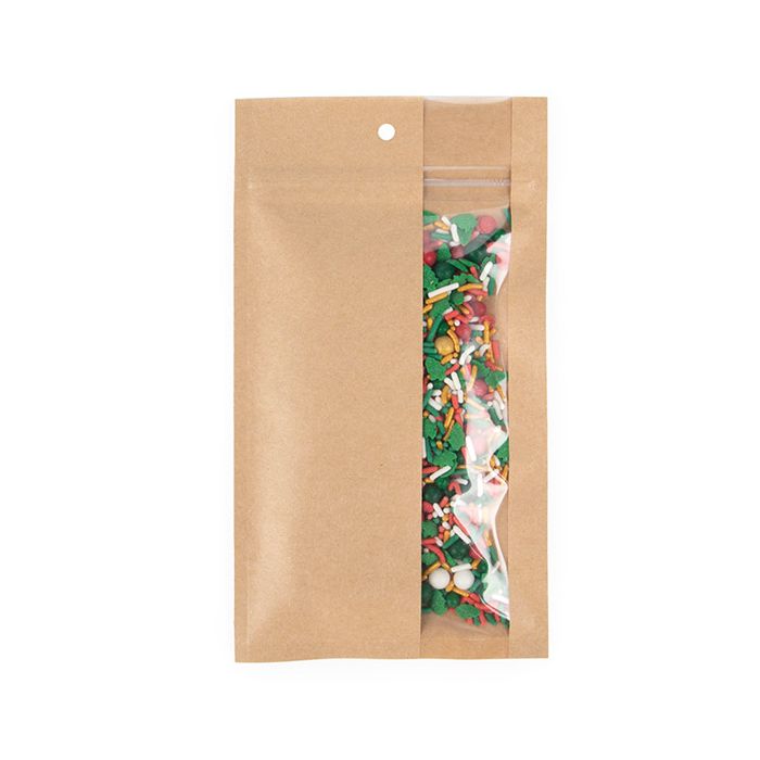 Kraft Gripzakken met Verticaal Venster 102x165 mm - 100 stuks