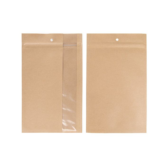 Grip Seal Bags Kraft With Vertical Window 152 x235 mm