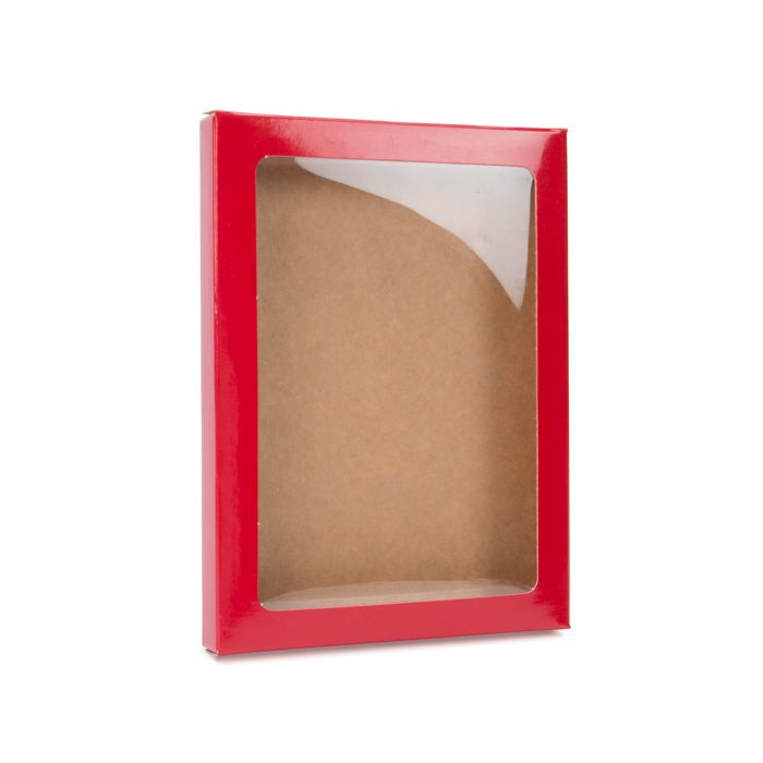 Kraft Gift Boxes with Window Rood 95x15x132mm