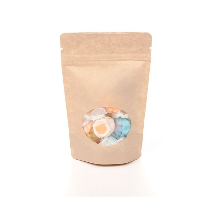 Stand Up Pouches Kraft with oval Window 10x6x15cm | 57 grams