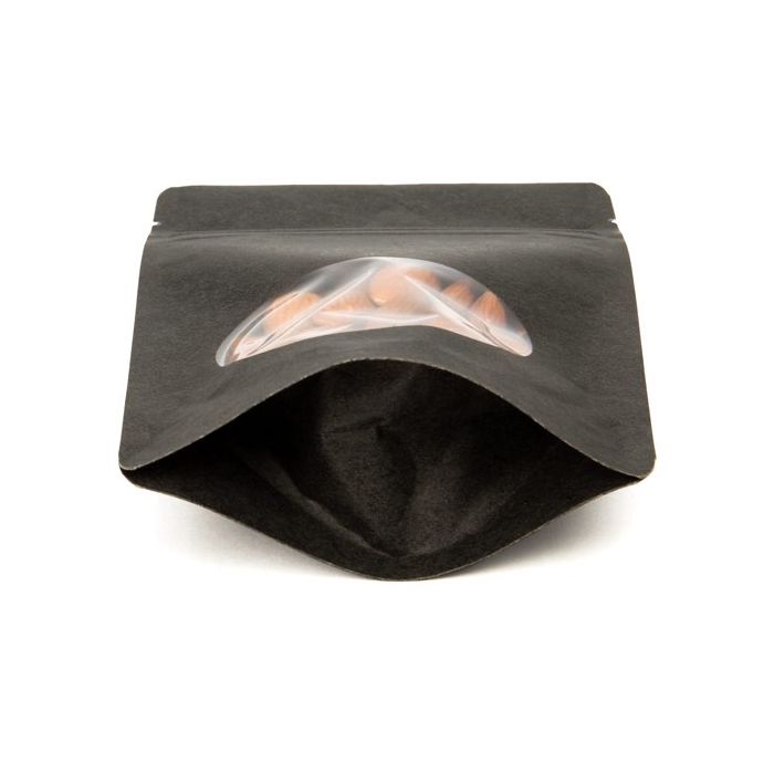 Stazakken Kraft Zwart met ovaal Venster 170x90x285mm | 340 gram - 100 stuks