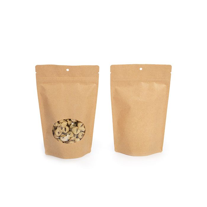 Kraft Stazakken met Ovaal Venster 150x90x230mm - 100 st