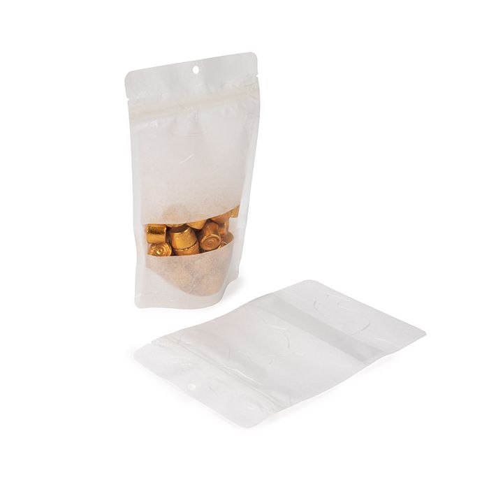 Eco Stazakken Rijstpapier Wit met Venster | 113 gram | 130x79x206mm - 100 st