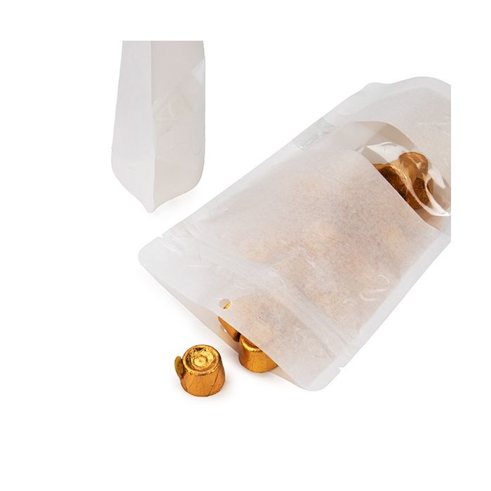 Eco Stazakken Rijstpapier Wit met Venster | 113 gram | 130x79x206mm - 100 st