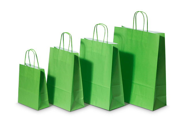 Paper Carry Bags Green 180+80x220mm 
