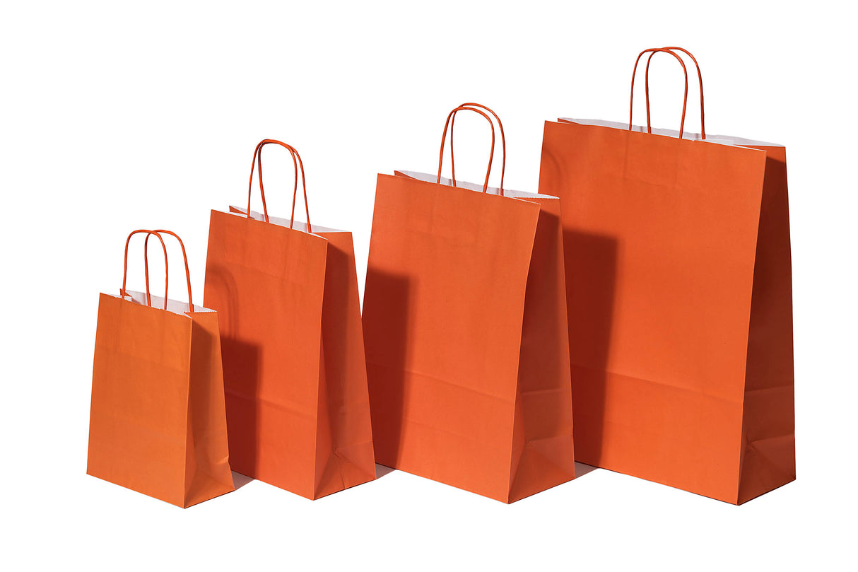 Paper Carry Bags Orange 260+120x350mm 