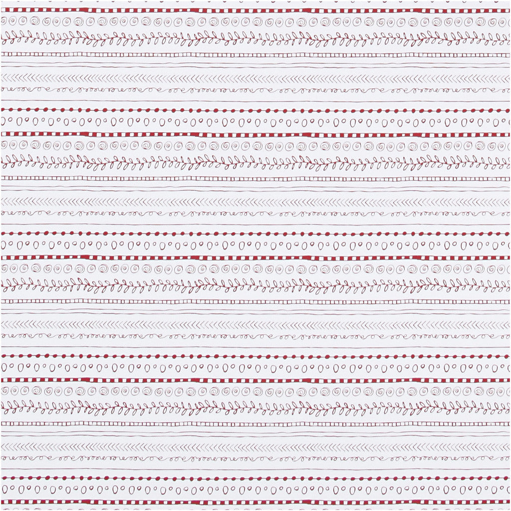 Inpakpapier, rood, wit, doodles, B: 70 cm, 80 gr, 4 mtr - 1 rol