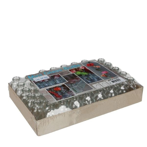 Glazen Mini Flesje 20ml 60mm hoogl Ø 30mm - 50 st