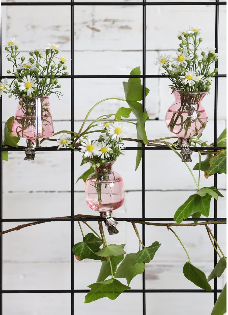 Vaasjes op clip assorti van 3 st Roze - 1 st