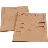 Huizen en bomen, H: 5,7-10 cm cm - 1 set