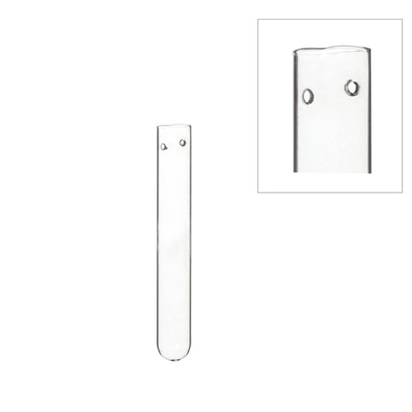 Glass Test tube 1.5cm diameter 15cm high, with 2 holes 