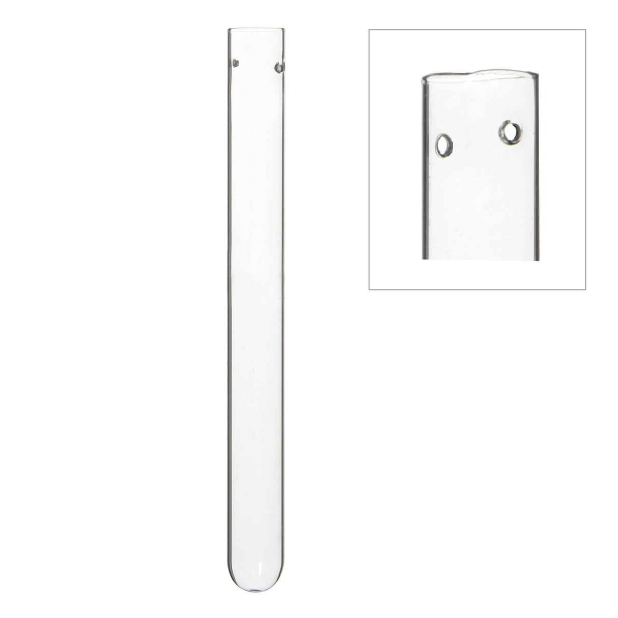 Glass Test tube 2cm diameter 20cm high, with 2 holes 