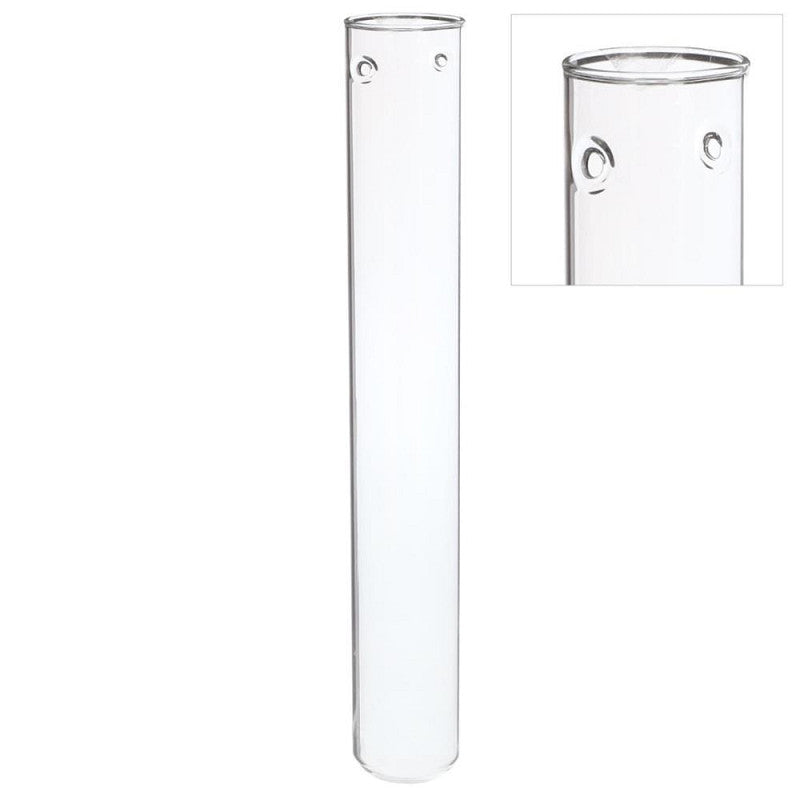 Glazen reageerbuis Ø3 h.28cm w. 2 gaten - 6 stuks