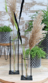 Cilindervaas in metalen houder 17,5cm hoog - 4 st