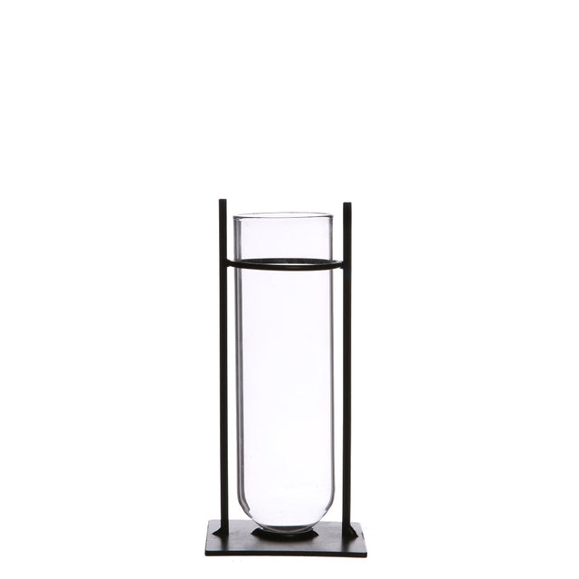 Cylinder vase in metal holder 17.5cm high (4 pcs.) [IFS