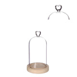 Glazen stolp met hartje, houten basis Ø10 h.18 cm - 1 stuk