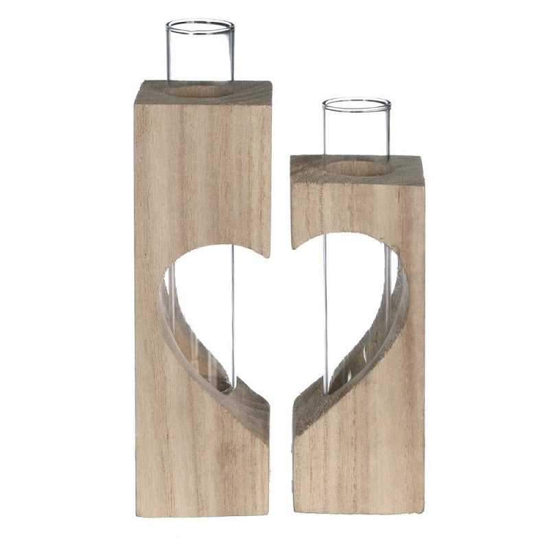 Houten hartje met reageerbuis l.4 b.4 h.14,5 cm - 6 stuks