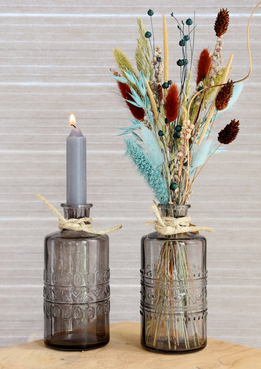 Bloemenvaasje Porto Ø7,5cm en 14,5cm hoog Grijs - 12 st