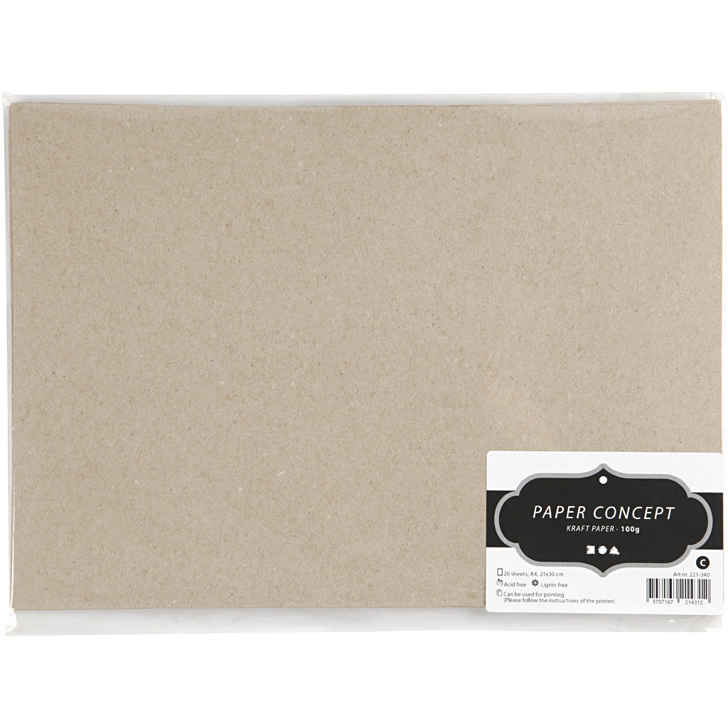 Kraft Papier, A4 210x297 mm, 100 gram - 20 vel