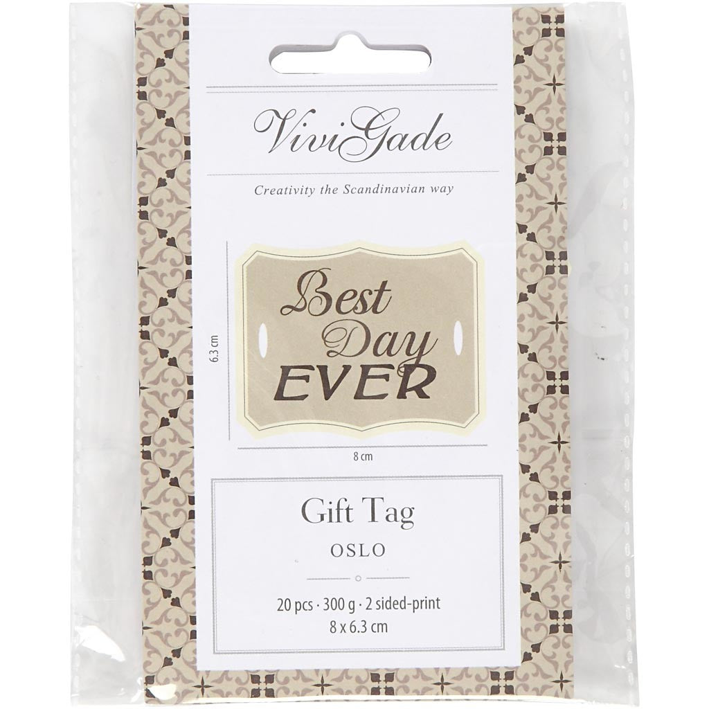 Cadeaulabel "Best Day Ever" 63x80mm - 20 st