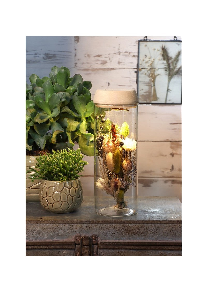 Reageerbuisje Ø80 h: 230 mm met licht + zonnepaneel kurk - 1 stuk