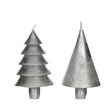 Candle set 2 trees silver 12cm high (1 set, 6pcs)