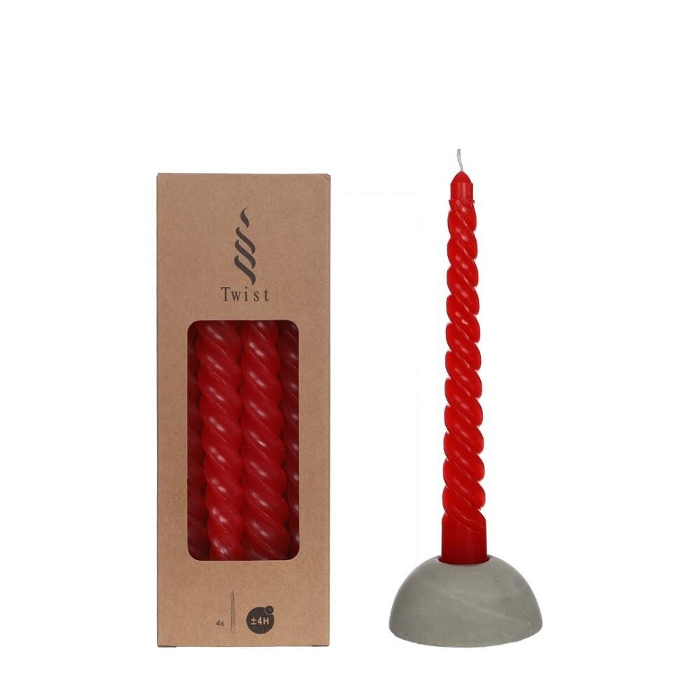 Candles twisted red 19cm high 