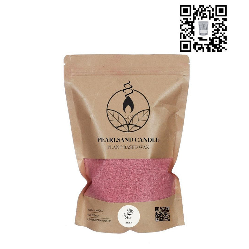 Pearlsand geurkaars 400gr roos - 6 stuks