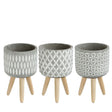 Plant pot Cement with wooden legs 18cm high 