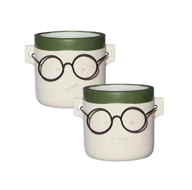 Pot Harry White/Green 2 ass. Ø75 h.70 mm 