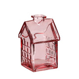 Glazen huisje lichtroze l.7 b.7,5 h.12 cm - 12 stuks