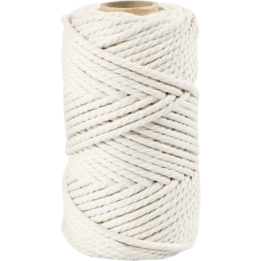 Macramé koord, off-Wit, L: 55 m, d: 4 mm, 330 gr - 1 rol