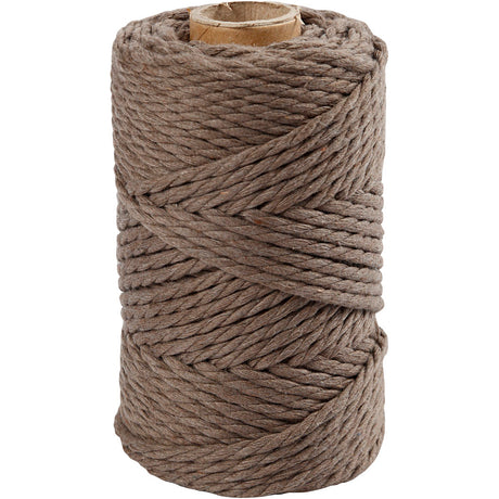 Macramé cord, Light brown, L: 55 mtr, D: 4 mm, 330 g 