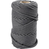 Macramé koord, grijs, L: 55 m, d: 4 mm, 330 gr - 1 rol