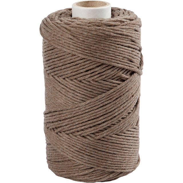 Macramé cord, Light brown, L: 198 mtr, D: 2 mm, 330 g 