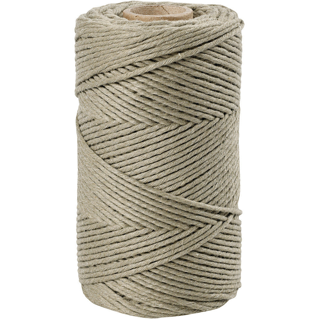 Macramé koord, mosgroen, L: 198 m, d: 2 mm, 330 gr - 1 rol