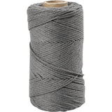 Macramé koord, grijs, L: 198 m, d: 2 mm, 330 gr - 1 rol