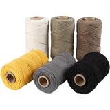 Macramé koord, diverse kleuren, d: 2 mm, 6x330 gr - 1 set