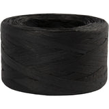 Papier raffia garen, zwart, B: 7-8 mm, 100m - 1 rol