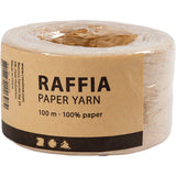 Papier raffia garen, zandkleur, B: 7-8 mm, 100m - 1 rol