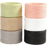 Papier raffia garen, diverse kleuren, 6x100 m - 1 doos