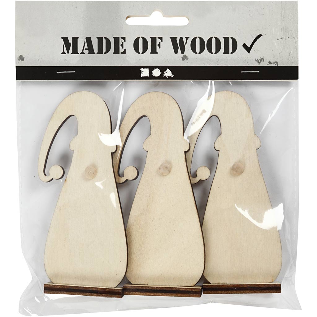 Kerstkabouter, H: 10 cm, diepte 1,5 cm, B: 4,5 cm, dikte 3 mm - 3 st