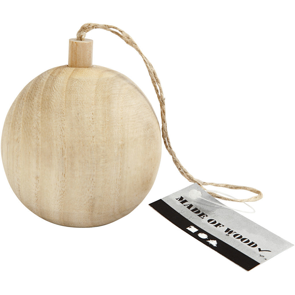 Houten Kerst Ornament, 6,4 cm, populierenhout - 1 st