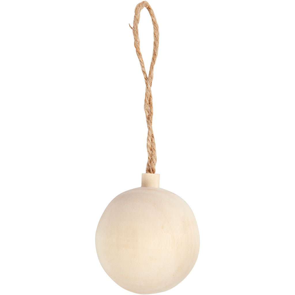 Christmas Ornament, D: 4.8 cm, birch 