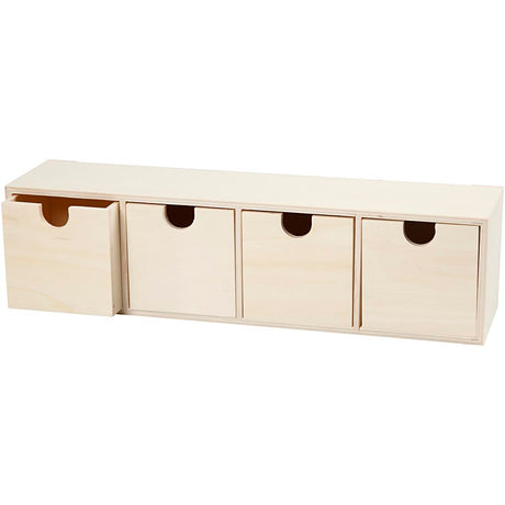 Chest of Drawers, 4 drawers, size 92x347mm, inner size 72x72mm, plywood 
