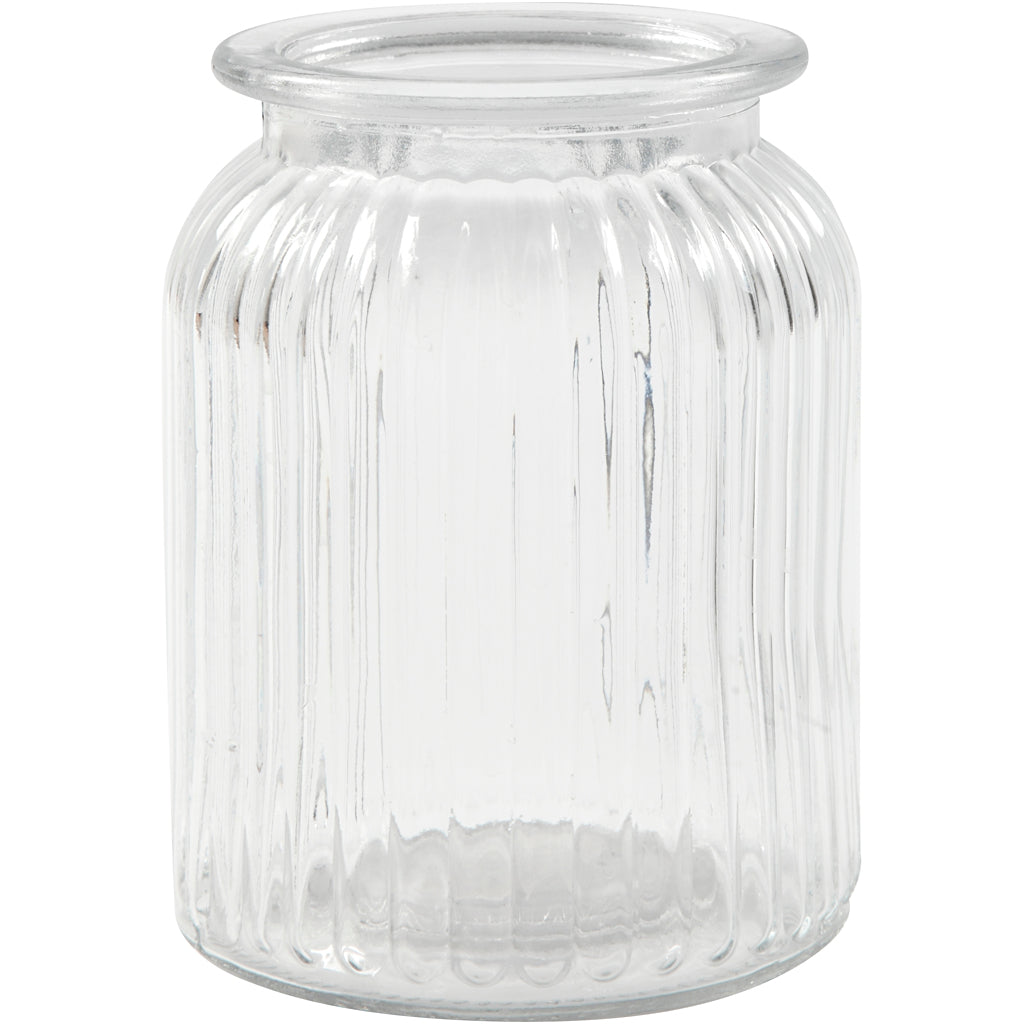 Glazen pot, H: 14,5 cm, d: 11 cm, gatgrootte 7 cm - 6 st