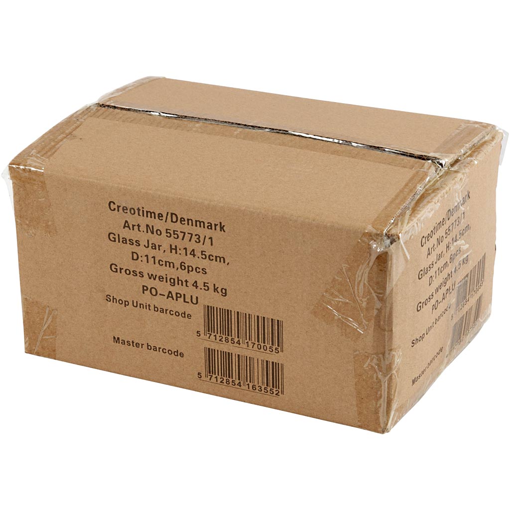 Glazen pot, H: 14,5 cm, d: 11 cm, gatgrootte 7 cm - 6 st