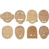 Decoratie Maskers om op te hangen, 5,5-7 cm, 4 mm, mdf, 24 st